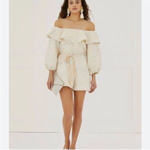 Something Navy NWT Rainbow Ruffle Off-Shoulder Romper